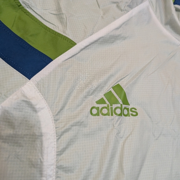 Seattle Sounders 2014 Rain Jacket Mens 2XL Full Zip Hooded White Green Adidas - Picture 2 of 8